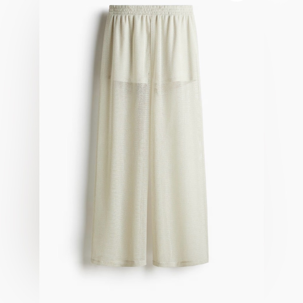 H&M WIDE-LEG HOLE-KNIT PANTS - Picture 3 of 7